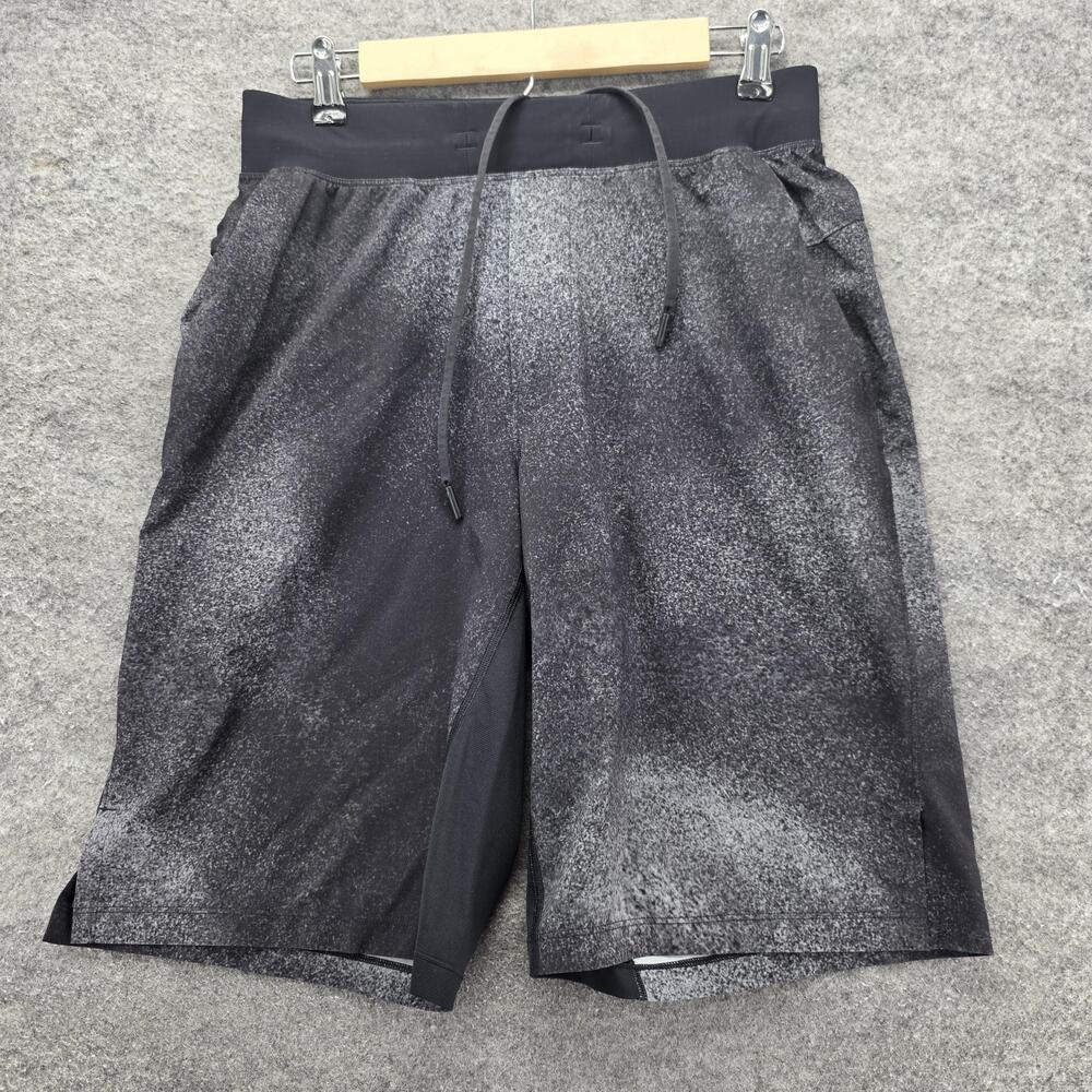 Lululemon Shorts Mens Medium Black Gray Speckle Athletic Running Lined Pockets